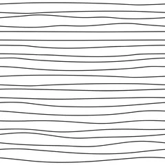 Papier Peint photo autocollant Rayures horizontales Modèle sans couture avec des lignes ondulées horizontales, dans un style doodle. Dessin au trait noir et blanc. Modèle de conception pour papier peint, emballage, tissu, textile, web, bannière, affiche.