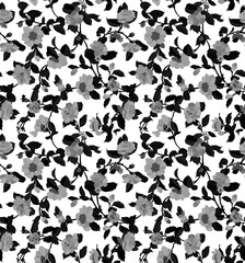 Floral seamless pattern with different flowers and leaves. Botanical illustration hand painted.