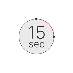 15 seconds timer, stopwatch or countdown icon. Time measure. Chronometr icon. Stock Vector illustration isolated on white background.