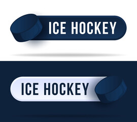Ice hockey toggle switch buttons. Vector illustration with basketball ball and web button with text