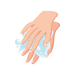 washing hands with water and soap on white background