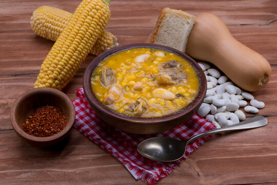 Locro,, Hearty thick stew popular along the Andes mountain rage locro