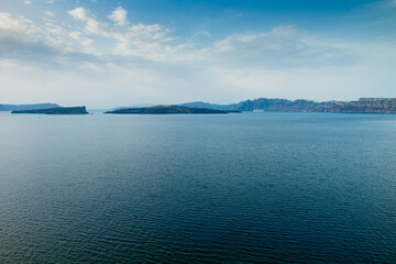 Santorini island, Greece. Beautiful summer landscape, sea view.