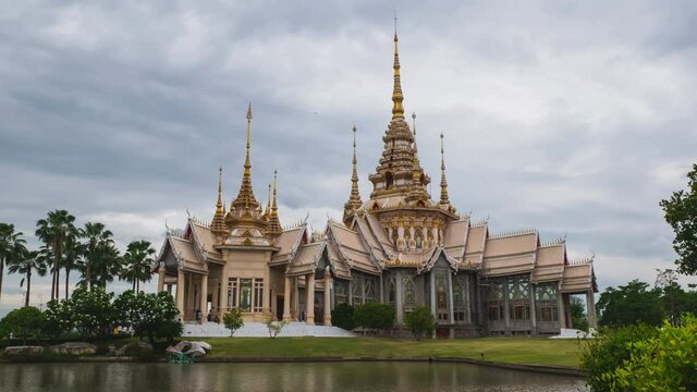 Time lapse of Wat Non Kum or Wat Luang Pho Toh Temple Sikhio Nakhon Ratchasima Thailand.