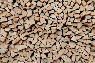 Stacks of Firewood. Preparation of firewood for the winter. Pile of Firewood.Firewood background
