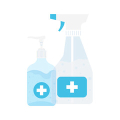 Hands sanitizer bottles design, Disinfects clean antibacterial and hygiene theme Vector illustration