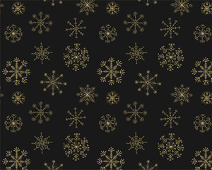 Seamless vector pattern with hand drawn snow flakes.