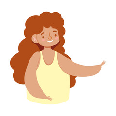 young woman character cartoon female figure isolated design icon