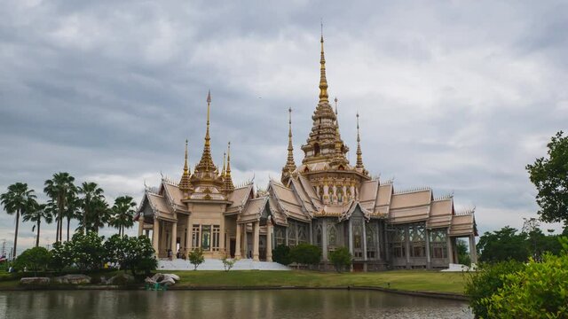 Time lapse of Wat Non Kum or Wat Luang Pho Toh Temple Sikhio Nakhon Ratchasima Thailand.