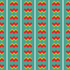Vector seamless pattern texture background with geometric shapes, colored in blue, green, red colors.