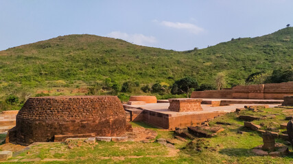 Stump of main stupa,and smaller stupas.The main stupa dates to the 9th century and likely built on...