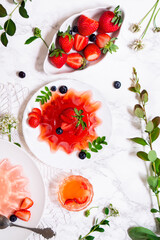 jello strawberry dessert with fresh berries