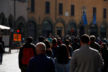 Tourists in the old town of Florence