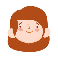 cute little girl face character cartoon isolated design icon