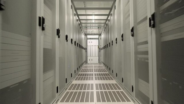 MS POV Rows of servers in data center / Amsterdam, Noord-Holland, Netherlands
