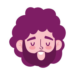 male face beard character portrait man isoated design icon