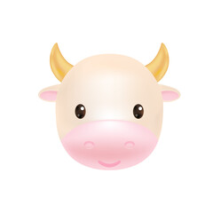 Cute cow, bull smiling. 2021 Chinese symbol. Premium vector.