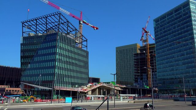 WS Buildings under construction in European Quarter in Kirchberg Plateau / Luxembourg City, Grand Duchy of Luxembourg, Luxembourg