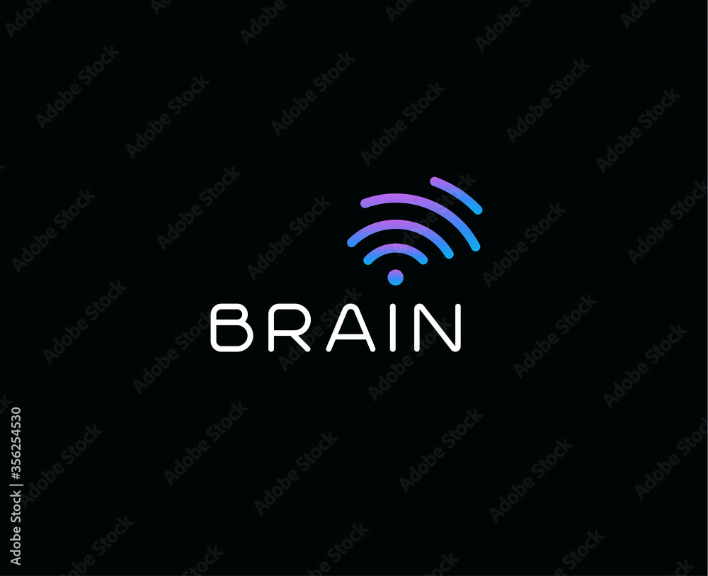 Poster science innovation and technical development icon. human brain logo. artificial intelligence enginee