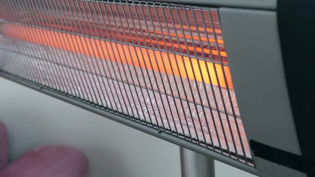 electric heater is working in a room, using electric heater to warm up,