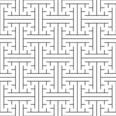 Seamless Chinese Sayagata pattern. Repeated interlocking figures background. China ornament. Traditional window tracery image. Ancient ethnic mosaic motif. Digital paper for textile print. Vector art.