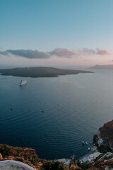Oia Santorini Greece famous with romantic and beautiful sunsets. Oia village in Santorini island.Greece