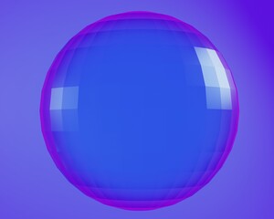 a blue crystal glass sphere, 3d illustration