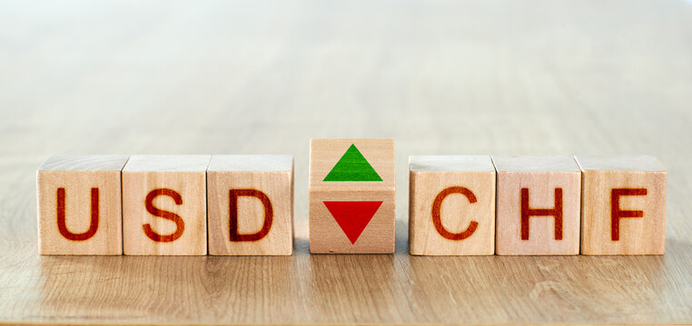 usd chf concept. wooden blocks with the names of trading instruments in the foreign exchange market