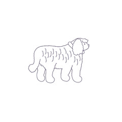 Funny line style icon of komondor for different design. Cute hungarian sheepdog.