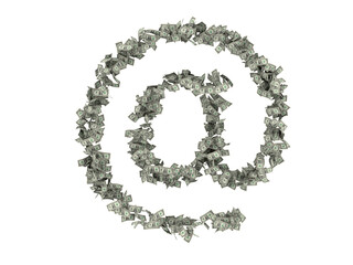 digits and characters from dollars. .isolate on white background. 3d rendering