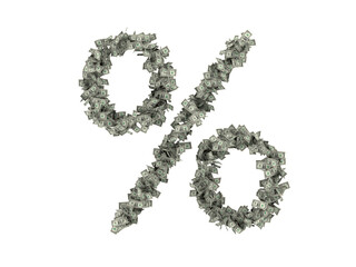 digits and characters from dollars. .isolate on white background. 3d rendering