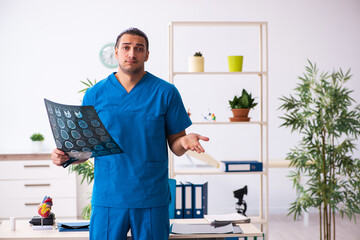 Young male doctor radiologist working in the clinic