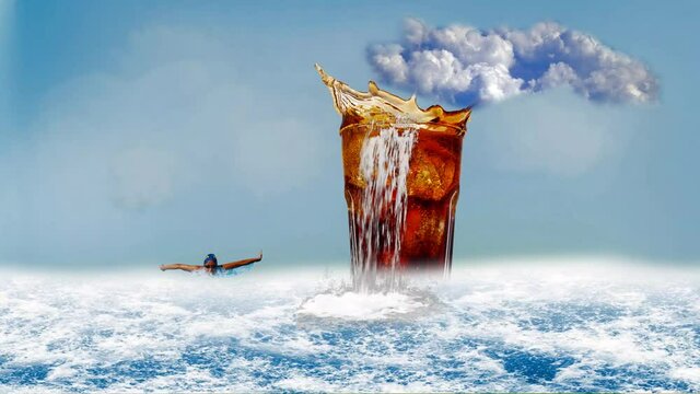 【創作】荒れた海を泳ぐ女性
[Creation] A woman swimming in the rough sea