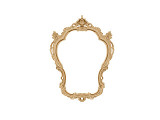 Golden vintage frame. Isolate mirror. Design retro element. physical realistic reflection .
