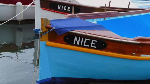 CU Fishing boats in harbor / Nice, Cote d'Azur, France