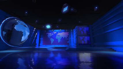 Obraz premium 3D Virtual TV Studio News 
