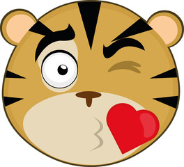 Vector ilustracion del rostro de un gracioso tigre cartoon