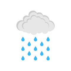 Cloud and rain icon in flat design style. Meteorology raining symbol.