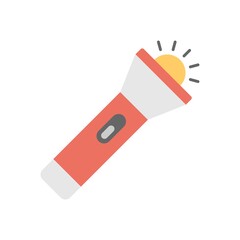 Flashlight icon in flat design style. Night lamp sign.