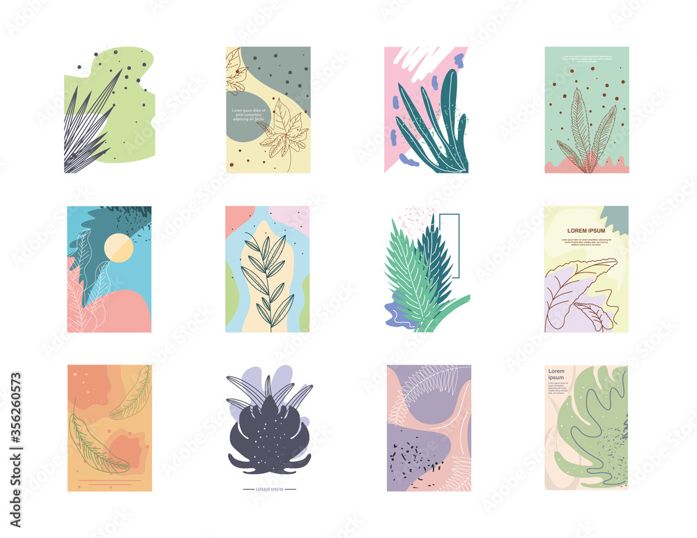 Canvas Prints set of abstract plants banners