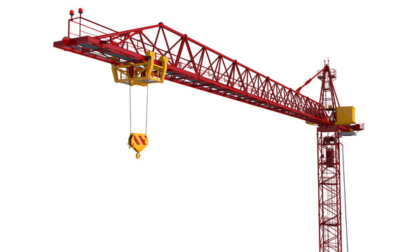 Building crane isolated on white background. Construction. 3d rendering