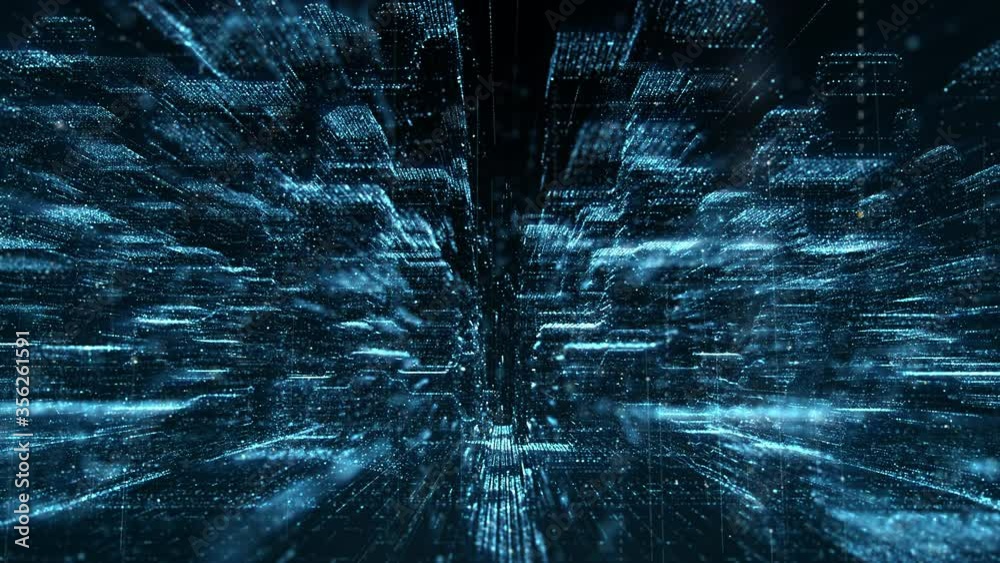 Aufkleber Futuristic digital generated motion abstract matrix cyber environment big data analytic artificial intelligent simulation for digital background