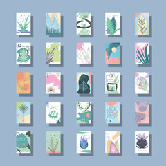 set of abstract plants banners