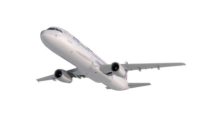 Naklejka na ściany i meble Passenger airbus a321 flying in the clouds. 3d rendering