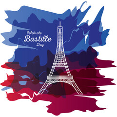 banner or poster for the French national day, label celebrate bastille day