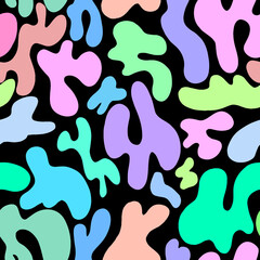  Abstract pattern of colored spots on a black background.A simple pattern of spots,ovals.Abstract.Vector illustration