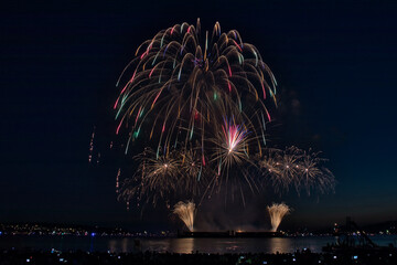 fireworks over the sea