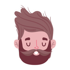 male face beard character portrait man isoated design icon