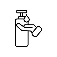 antibacterial gel bottle and hand icon, line style