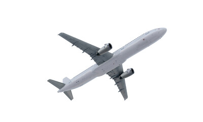 White plane flying. airplane isolate on white background